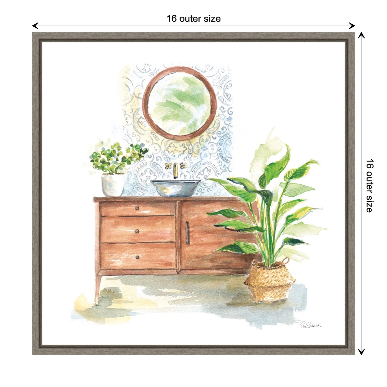Greenery Bath I by Sue Schlabach Canvas Wall Art Print Framed